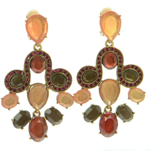 Vintage Oscar de la Renta Multi-stone Drop Earrings - Picture 2 of 5